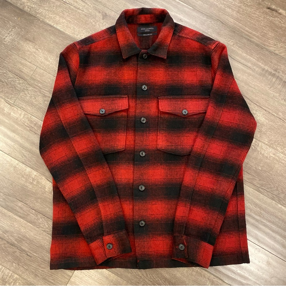 🔥 AllSaints “Bethune” Flannel Overshirt / Jacket - Small Relaxed Fit